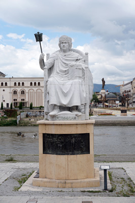Justinian statue, Skopje, Macedonia, Balkans 2017